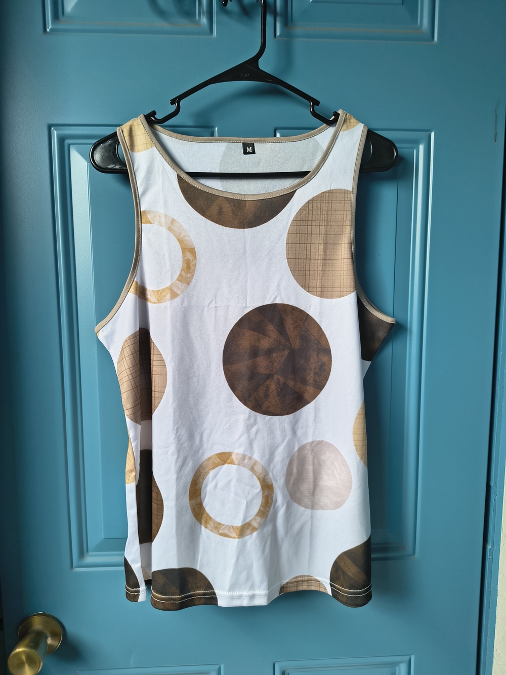 Women's Sleeveless Circle-Print Tank Top - Brown/White